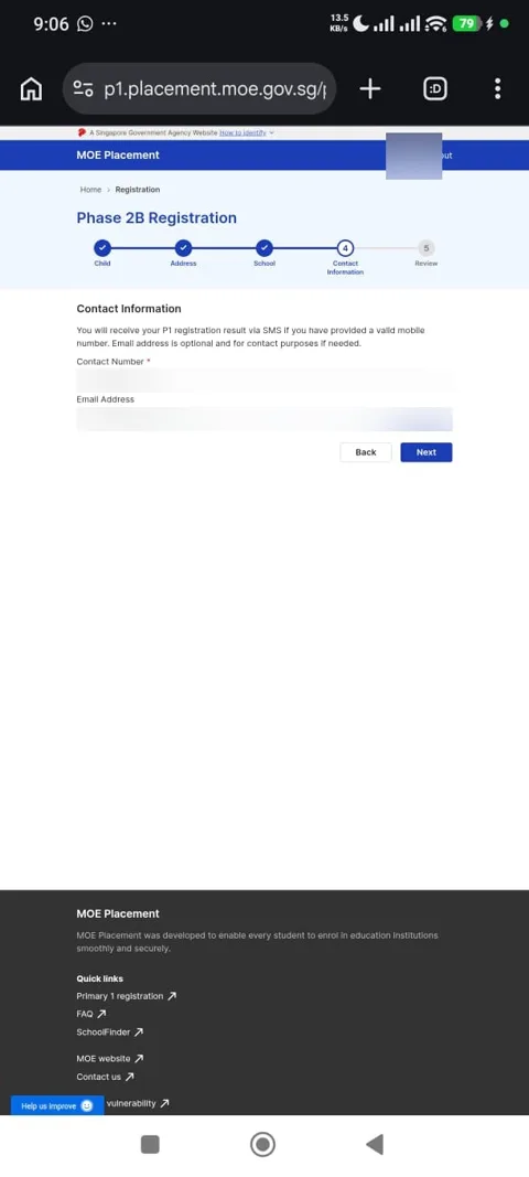 Step 4, Contact Information