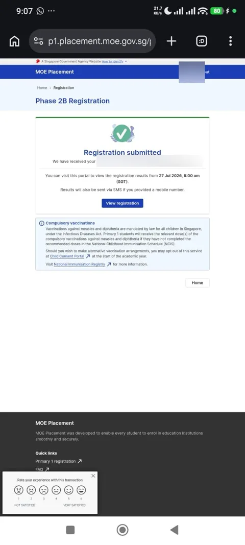 Registration submitted acknowledgement